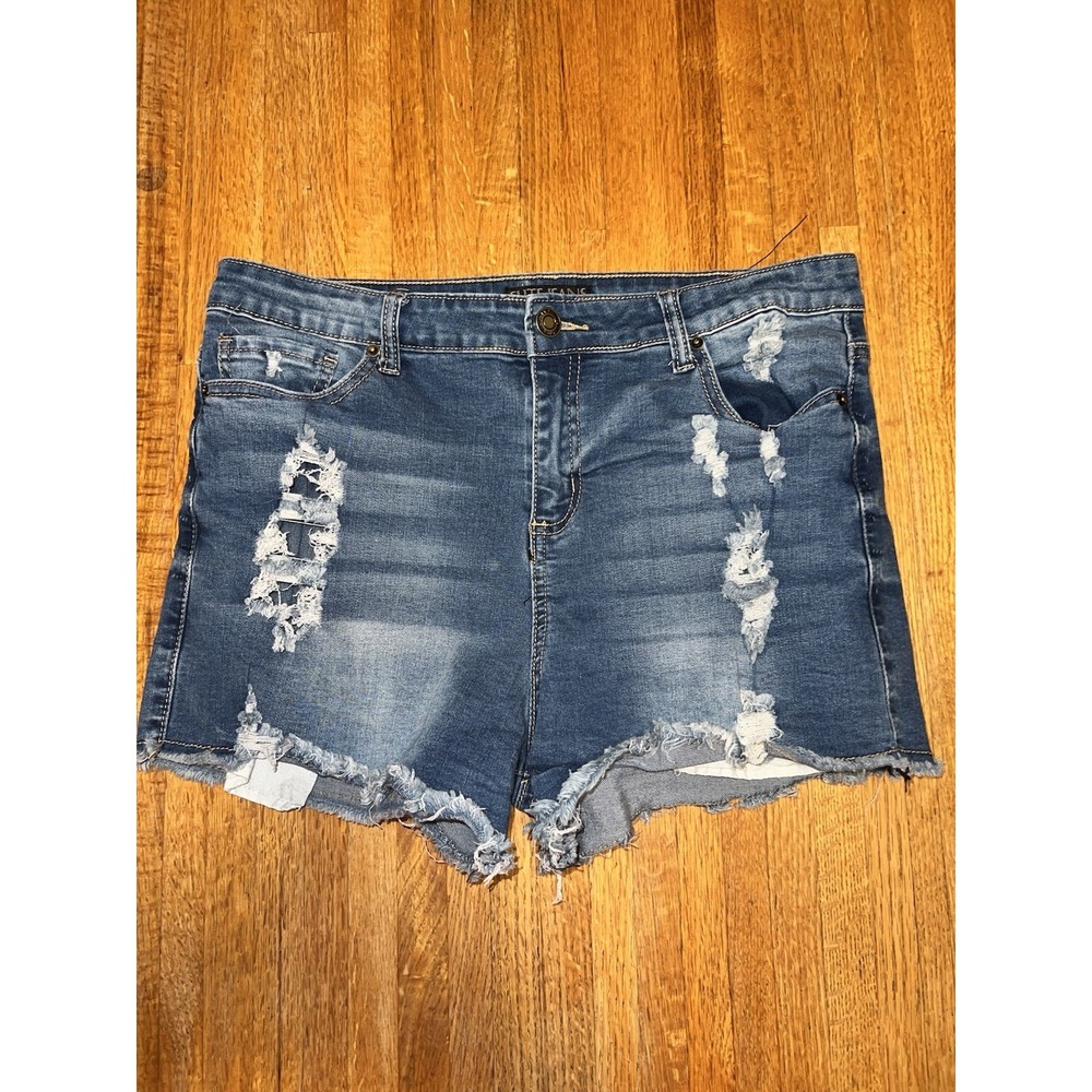 Elite Jeans Distressed Denim Blue Jean Shorts‎ Size 13/14